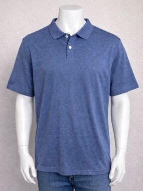 Banana Republic Polo Shirt Men’s XXL Blue Heather Short Sleeve Cotton Performanc
